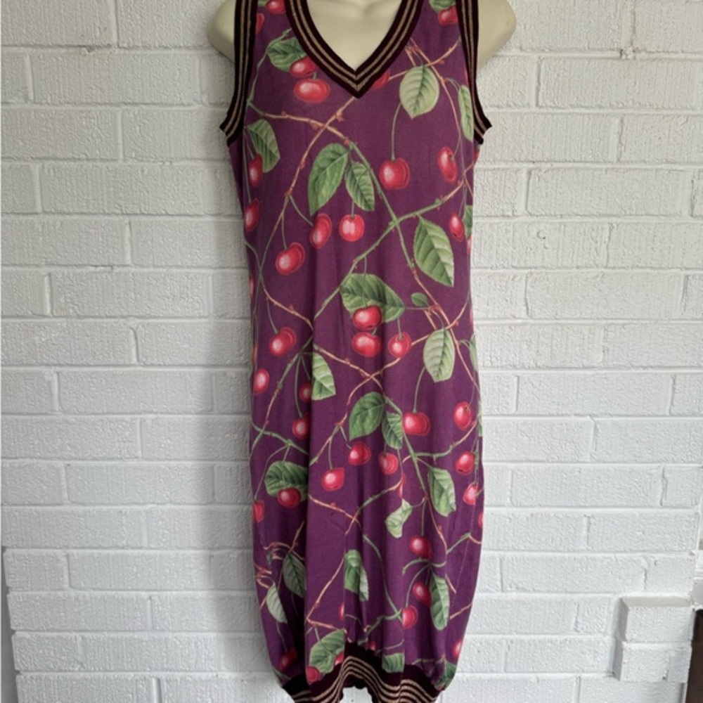 John Galliano Pink Purple Sheath Dress V-Neck Sleeveless